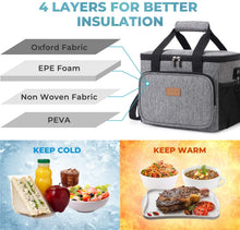 Carica l'immagine nel visualizzatore di Gallery, Lifewit 15L Borsa Termica Manutenzione di Freddo e Caldo per Uomo/Donna/Bambino Porta Pranzo Cibo Alimentazione per Campeggio Lavoro Scuola (Grigio) 15L Grigio