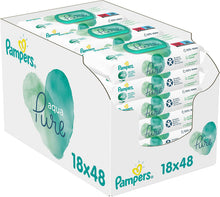 Carica l'immagine nel visualizzatore di Gallery, Pampers Aquapure Salviette Per Neonati 18 Imballaggio = 864 Salviette Per Neonati - 7310 Gr