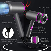 Carica l'immagine nel visualizzatore di Gallery, Fezax Asciugacapelli Ionico Professionale 2000W per Asciugatura Rapida, Potente Phon per Capelli con 2 Velocità e 3 Impostazione della Temperatura, Pulsante Caldo/Freddo