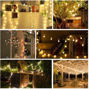 Luce Stringa Solare,50 LED 8 Modalità Luci di Cristallo Decorative a Sfera Decorative in Cristallo per Giardino, Matrimonio, Prato, Cortile, Albero di Natale (Bianco Caldo)