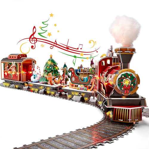 CubicFun Puzzle 3D Trenino Natale con Luci e Suoni per Natale Decorazioni Trenino Albero di Natale Decorazioni Casa Regali Natale per Bambini e Adulti, 218 Pezzi
