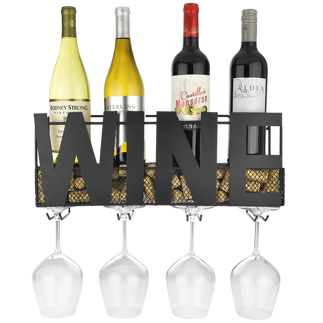 Thetford Design - Portabottiglie da parete in metallo con 4 supporti per... - Ilgrandebazar