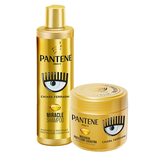 Pantene Pro-V by CHIARA FERRAGNI Miracle Shampoo Protezione Cheratina Rigenera e Protegge per Capelli Secchi, Opachi e Danneggiati, 250 ml + Maschera per Capelli Danneggiati, 300 ml, EDIZIONE LIMITATA Shampoo + Maschera