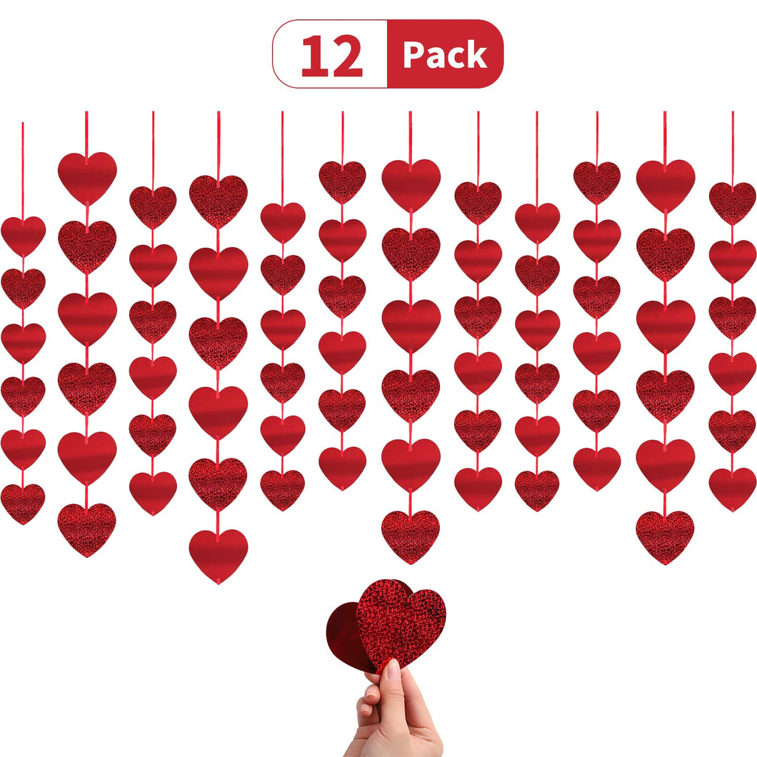 LANMOK Decorazione Bandiera Cuore,12 Pezzi Cuore San Valentino...