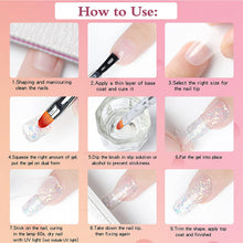 Carica l'immagine nel visualizzatore di Gallery, YORFULL Gel per Unghie Ricostruzione Kit, 7 pezzi Estensione delle Unghie,Unghie Extension Gel Set ,con Unghie Finte/Pennello/ Base e Top coat