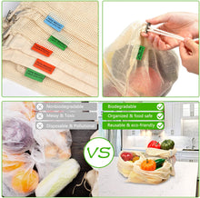 Carica l&#39;immagine nel visualizzatore di Gallery, Viedouce Sacchetti Riutilizzabili per Frutta,Riutilizzabili Borse per Verdura,Borse per Prodotti Riutilizzabili,Sacchetti per Alimentari in Cotone Organico,Lavabile &amp; Eco Friendly (8 Pezzi)