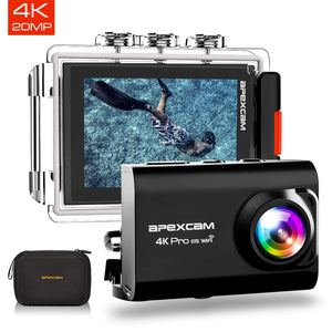 Apexcam 【2019 Nuova】 Action Cam PRO Fotocamera 4K EIS WiFi 20MP Ultra HD Nero - Ilgrandebazar