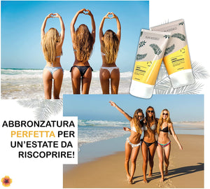 SUN KISSED. Crema abbronzante alla Tirosina | Con Aloe Vera e Burro di Karité | Abbronzatura omogenea e duratura | 150 ml