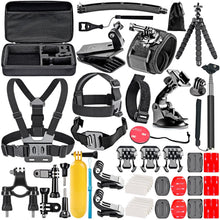 Carica l&#39;immagine nel visualizzatore di Gallery, Neewer 50-In-1 Kit di Accessori per Action Camera Compatibile con GoPro Hero 8 Max 7 6 5 4 Black GoPro 2018 Session Fusion Argento Bianco Insta360 DJI AKASO APEMAN Campark SJCAM Action Camera ecc.