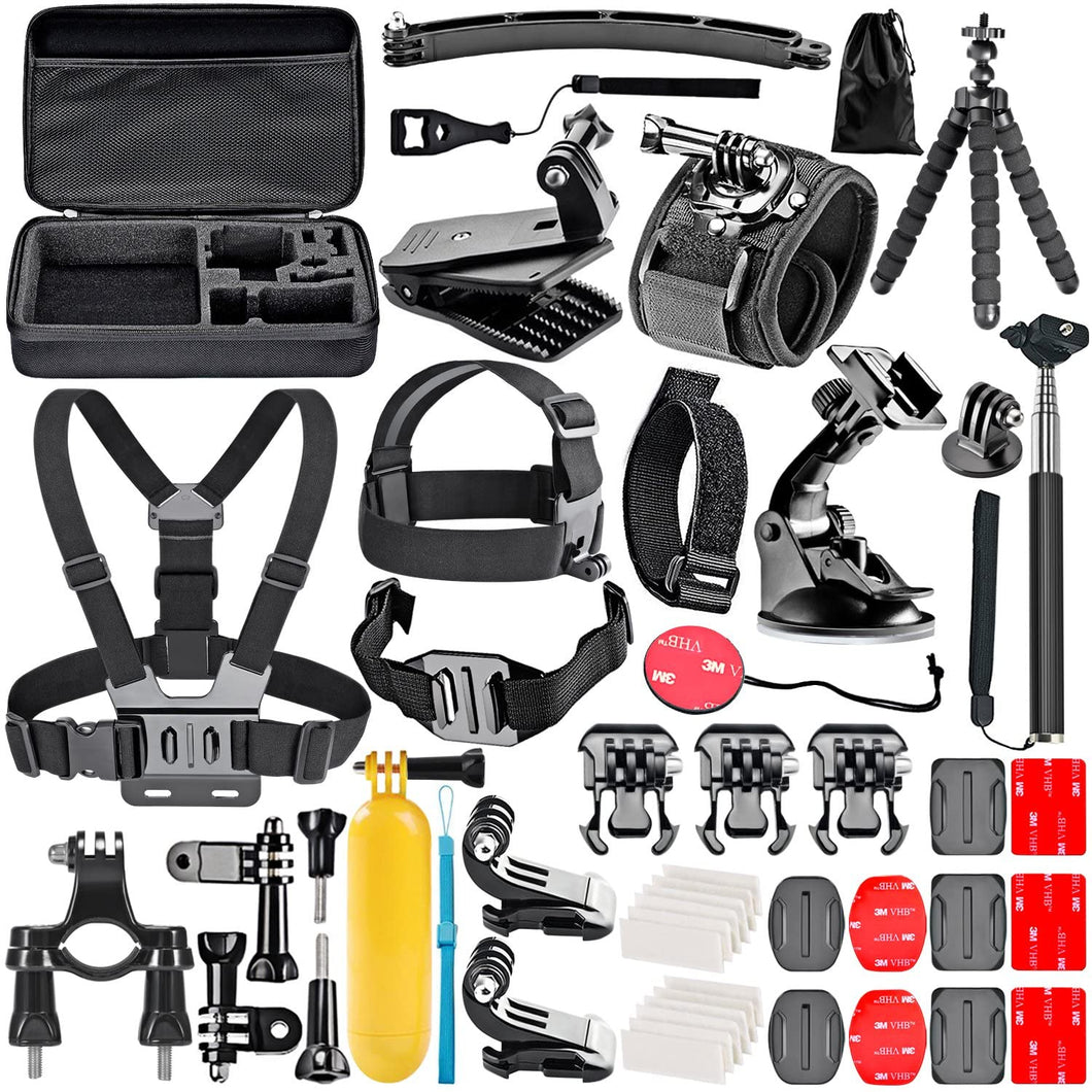 Neewer 50-In-1 Kit di Accessori per Action Camera Compatibile con GoPro Hero 8 Max 7 6 5 4 Black GoPro 2018 Session Fusion Argento Bianco Insta360 DJI AKASO APEMAN Campark SJCAM Action Camera ecc.