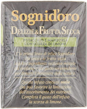 Carica l&#39;immagine nel visualizzatore di Gallery, Sogni Doro Tisana Delizie&amp;Frutta Secca Pistacchio e Mandorla con Scorza di Limone 16 Fl - 40 Gr