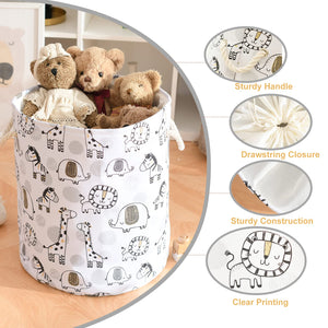 Ceste per la Biancheria 58L Très Grand Cesto Giochi Bambini, Animaux Safari Pliable Contenitore Bancheria Sporca Cesta Porta Giochi avec Chiusura con Coulisse per Asilo Nido Camera dei Bambini