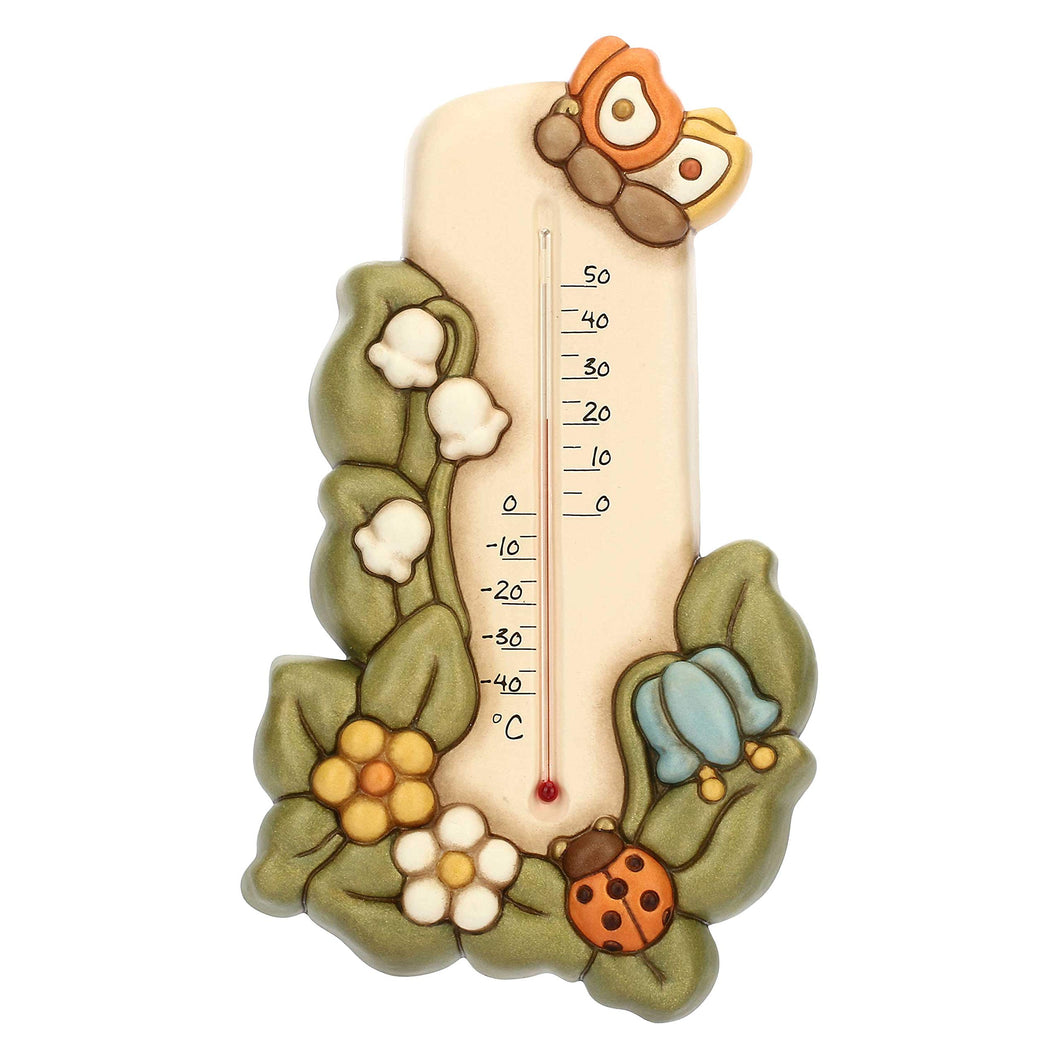 THUN - Termometro da Parete - Ceramica Country - con Farfalla e Coccin –