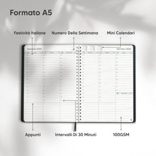 Carica l&#39;immagine nel visualizzatore di Gallery, Diario 2024 di Smart Panda – Agenda 2024 Settimanale - Design Semplice per Stimolare la Produttività – Copertina Morbida, Intervalli di 30 Minuti – Calendario Annuale con Note – A5, in Italiano