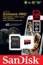 Carica l'immagine nel visualizzatore di Gallery, SanDisk Extreme Pro Scheda di Memoria microSDXC da 128 GB e Adattatore SD con App Performance A2 e Rescue Pro Deluxe, fino a 170/90 MB/sec, UHD 4K ready, Classe 10, UHS-I, U3, V30