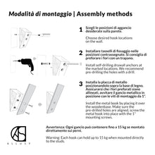 Carica l&#39;immagine nel visualizzatore di Gallery, ALLUSY Set 3 Ganci Appendiabiti da Parete Design Legno e Metallo - Attaccapanni da Muro Moderno - Gancio con Viti per Ingresso, Cucina - Appendi Accappatoio Bagno