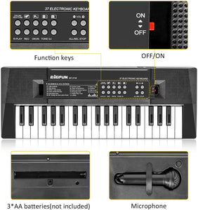 m zimoon 37 Tasti Tastiera Elettronica, Pianoforte per Bambini Portatile Mini Tastiera Musicale con Microfono Giocattoli Musicali Educativi Regali per 3-8 Anni Ragazze Ragazzi Principianti