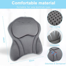 Carica l&#39;immagine nel visualizzatore di Gallery, Amzeeniu Cuscino da Bagno,Cuscino per Vasca da Bagno 4D Air Mesh con 6 Ventose,Cuscini Poggiatesta da Vasca per Vasca da Bagno Cuscino,Home Spa per Collo della Vasca E Supporto per La Schiena Grigio