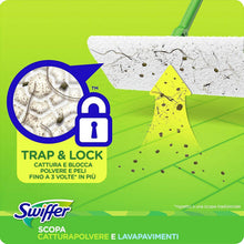 Carica l'immagine nel visualizzatore di Gallery, Swiffer Lavapavimenti Cattura Polvere Dry&amp;Wet, 1 Scopa, 8 Panni Asciutti, 3 Panni Umidi, Cattura e Intrappola Polvere e Peli, Rimuove Sporco e Batteri, per Tutti I Tipi di Pavimenti, Starter Kit 12 unità