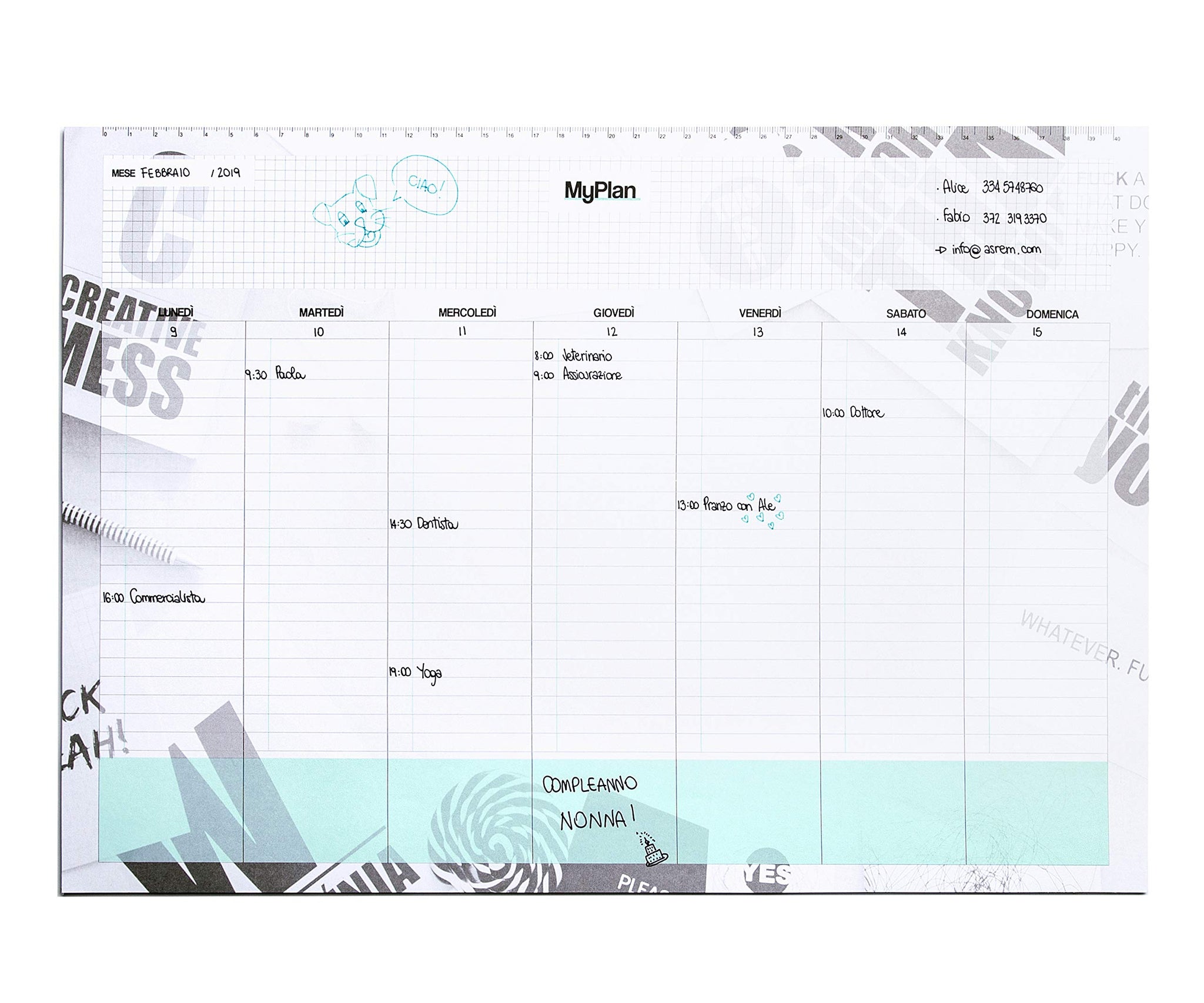 Planner Settimanale da Tavolo - Organizer A3 43x30 a A3, Creative Mess –