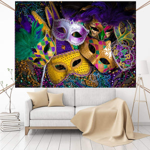 Viola Oro Verde Perline Festa in Maschera Fotografia Sfondo Vinile 7x5ft per... - Ilgrandebazar