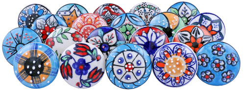 20 pomelli in ceramica, stile vintage e con motivi floreali misti; ideali... - Ilgrandebazar