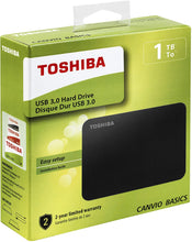 Carica l&#39;immagine nel visualizzatore di Gallery, TOSHIBA HDTB410EK3AA Canvio Basics, Disco Rigido Esterno Portatile, USB 3.0, 1 TB, Nero