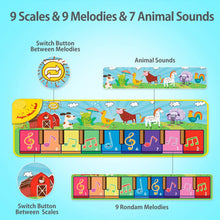 Carica l'immagine nel visualizzatore di Gallery, Joyjoz Tappeto Musicale Bambini con 25 Suoni, Piano Mat con 7 Suoni di Animali, Tappeto Danza Musicale Tocco Mat Bambini Educativo Giocattolo per Bambini 1 a 5 Anni (100 x 36cm)