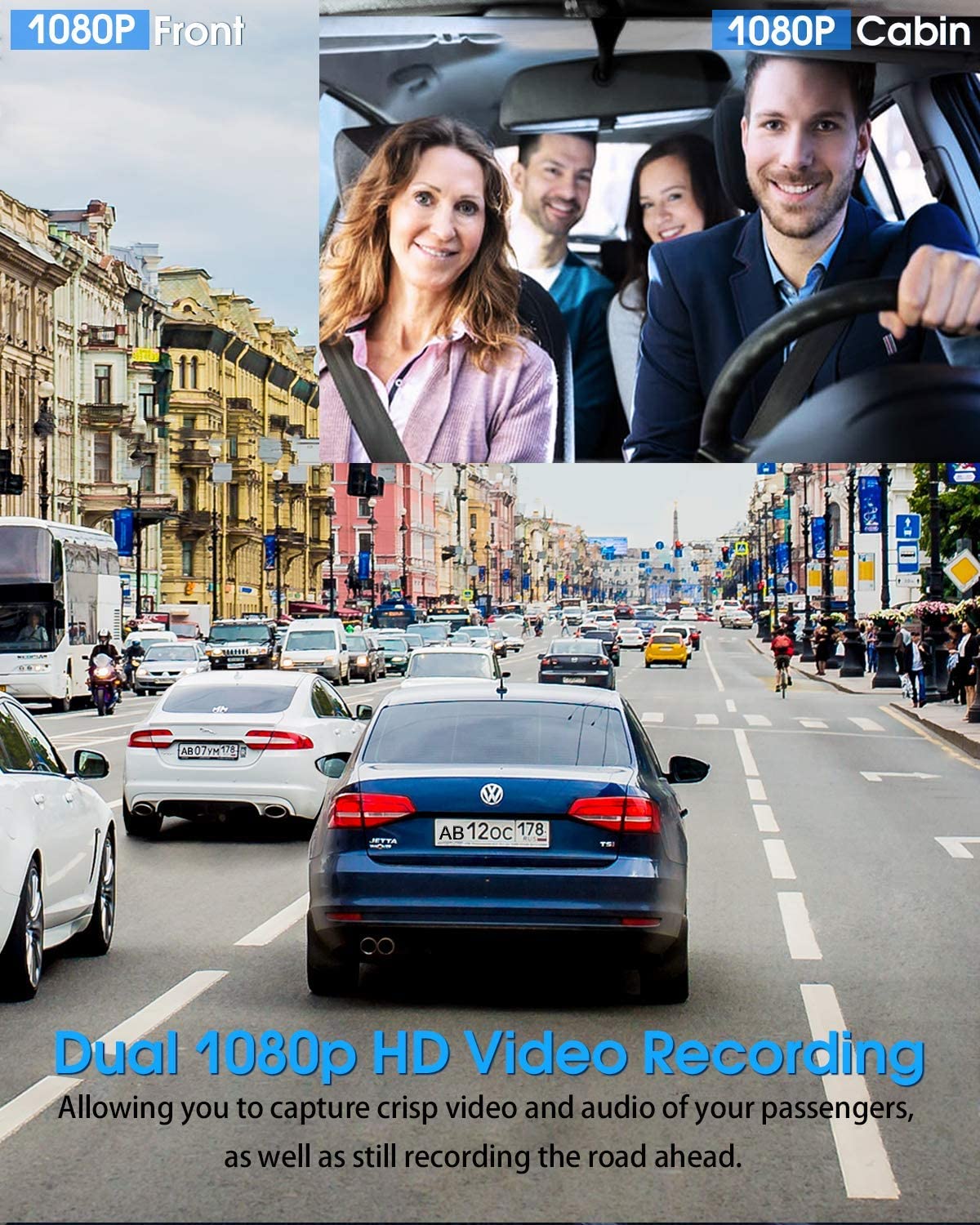 Dash Cam 4K+1080P Con Schermo 3" E Scheda 32GB – Doppia Telecamera, Visione Notturna E G-Sensor