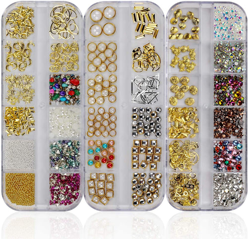Mwoot Gemme per Unghie, Pietre, 3 Scatole Set di Strass (900 Pezzi) per Accessori per chiodo Arte