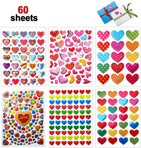 Dream Loom Adesivi Cuore,60 Fogli Colorati Amore per Colorato - Ilgrandebazar