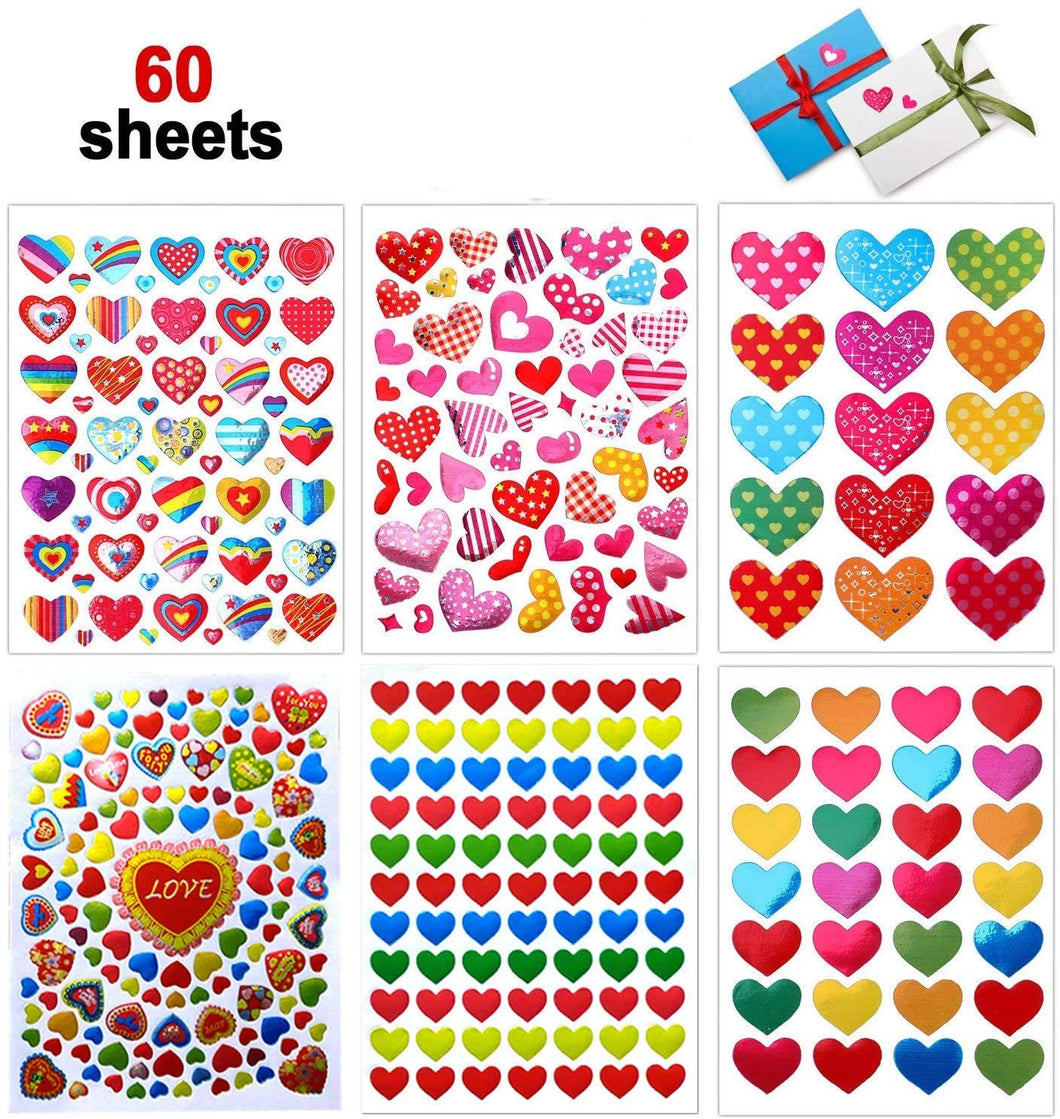 Dream Loom Adesivi Cuore,60 Fogli Colorati Amore per Colorato - Ilgrandebazar