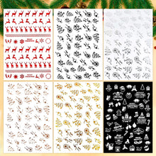 Carica l&#39;immagine nel visualizzatore di Gallery, FLOFIA 12 Fogli Adesivi per Unghie Natalizi Nail Stickers Autoadesivi Unghie Natale Natalizio Decalcomanie Decorazione Unghie Nail Art Adesivi Unghie Natale Fai da Te