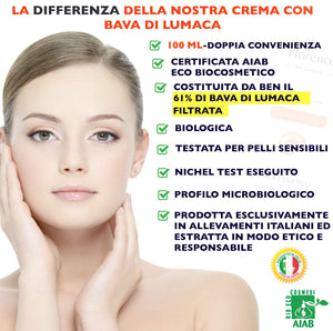 NUOVA 100 ML●Bio Crema 61% Bava di Lumaca con Acido Ialuronico PURO 100 ml - Ilgrandebazar