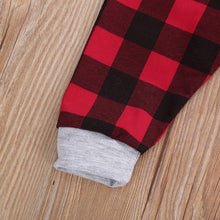 Carica l'immagine nel visualizzatore di Gallery, Bowanadacles Completino Neonato Unisex per Natale 4 Pezzi Pagliaccetto Maniche Lunghe Stampato di Lettere + Pantaloni a Plaid Rosso + Cappello + Fascia Christmas Vestito 0-24 Mesi