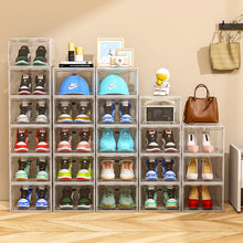 Carica l&#39;immagine nel visualizzatore di Gallery, 7 code Scatole per Scarpe, 6 Pezzi - Organizzatore di Scarpe Trasparente e Robusto con Porta Magnetica, Scatole di Stoccaggio Impilabili per Armadio, Contenitore per Sneaker e Stivali, Bianco