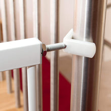 Carica l&#39;immagine nel visualizzatore di Gallery, Hauck Open&#39;n Stop Cancelletto di Sicurezza 96 - 101 cm, Estensione 21 cm a pressione, senza fori, Compatibile con Estensioni Separate e Adattatore Y, Metallo, Bianco, Per ringhiere rotonde