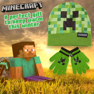 Minecraft Set Invernale Bambino Cappello Guanti Caldo e Comodo, Beanie e... - Ilgrandebazar