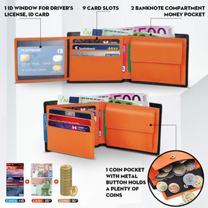 Portafoglio Uomo Slim Trifold Vera Pelle Blocco RFID, con Tasca... - Ilgrandebazar