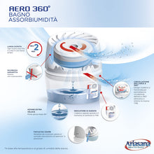 Carica l'immagine nel visualizzatore di Gallery, Ariasana Aero 360° Bagno Kit Assorbiumidità, deumidificatore casa non elettrico, assorbi umidità contro condensa, muffa e cattivi odori, 1 dispositivo e 1 ricarica in Tab da 450g