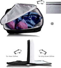 Carica l&#39;immagine nel visualizzatore di Gallery, TRAVEL DUDE Organizer Valigie | Cubi con Compressione | realizzati con Bottiglie di Plastica Riciclata | Set da Viaggio per zaini o bagagli a mano | Organizer Valigia (nero / 4 parti)