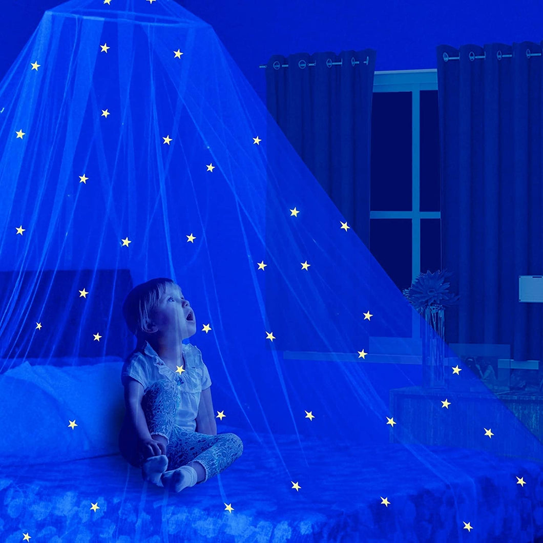 Baldacchino Glow in the Dark per Letto per Bambini o Culla Tenda Gioco Zanzariera Grande con Stelle Luminose