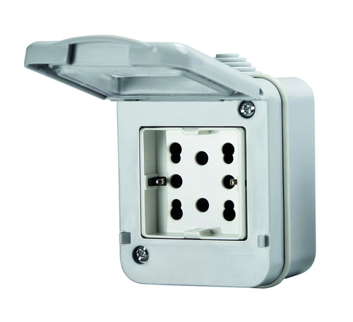 4Box 4B H21 Contenitore Ip55 Completo di Presa Side, 250 V, Grigio - Ilgrandebazar