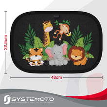 Carica l'immagine nel visualizzatore di Gallery, Systemoto Parasole Auto per bambini - Extra scuro con protezione UV certificata - Set di 2 Tendine Parasole autoadesivi per bambini (Wildlife)