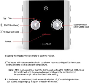 HeiPard Termoventilatore Ceramica 1500W / 750W, PTC Mini Stufa Elettrica Basso Consumo Riscaldatore,Protezione da Surriscaldamento, Silenzioso, Termoventilatore da Bagno Ufficio Stanze (argento)