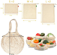 Carica l&#39;immagine nel visualizzatore di Gallery, Viedouce Sacchetti Riutilizzabili per Frutta,Riutilizzabili Borse per Verdura,Borse per Prodotti Riutilizzabili,Sacchetti per Alimentari in Cotone Organico,Lavabile &amp; Eco Friendly (8 Pezzi)