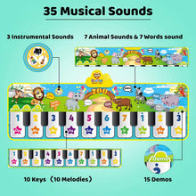 Carica l'immagine nel visualizzatore di Gallery, RenFox Tappetino per Pianoforte, Tappeto Musicale da Ballo Animali con 10 Tasti e 42 Suoni per Bambine di 1 2 3 Anni, Giocattoli Educativi Regali per Compleanni, Natale giocattoli per bambini