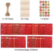 Carica l&#39;immagine nel visualizzatore di Gallery, WOKKOL Sacchetto Regalo di Natale, Sacchetti con Adesivi Numerici, Avvento Calendario, Calendario Avvento Fai da Te, Natale Calendario dell&#39;Avvento con 1-24 Adesivi Numerici(24 PCS -8Modelli)