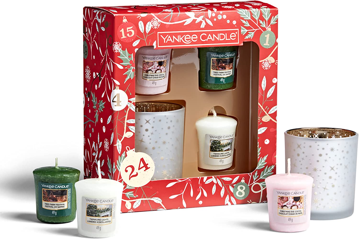 Yankee Candle, 12 mini candele votive ufficiali assortite per le festività  invernali