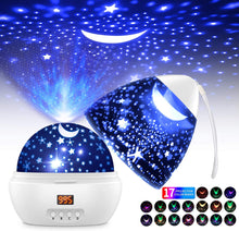 Carica l&#39;immagine nel visualizzatore di Gallery, Proiettore Stelle Soffitto Romantica Luce Notturna del Cielo Stellato con Timer, 17 Modalità Colore di Proiezione, 360° Rotazione Lampada da Comodino Camera da Letto, Regalo per Bambini Neonati-Bianco